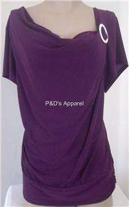 New American City Wear Womens Plus Size Clothing Purple Shirt Top 