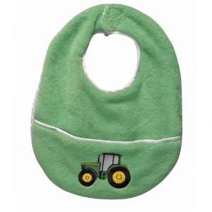   Infant Embroidered Tractor Green Fleece Bib   SW61125