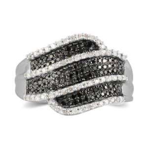  Black and White Diamond Ring in 10K White Gold SZUL 