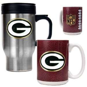 Green bay Packers NFL Travel Mug & Gameball Ceramic Mug Set   Primary 