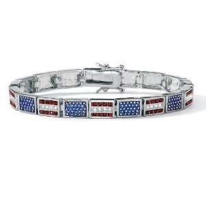   Jewelry Silvertone Red, White and Blue Crystal Bracelet: Jewelry