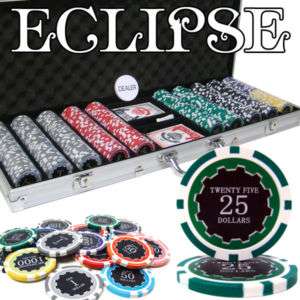 500 Ct Eclipse Poker Chip Set 14 table Grams FREE BOOK  