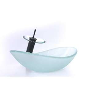  1/2 Thickness Frosted Oval Style Glass Bathroom Vessel 