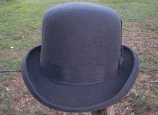 NEW Scala Hats Charcoal Wool Felt Bowler Derby Satin Lined Tuxedo 