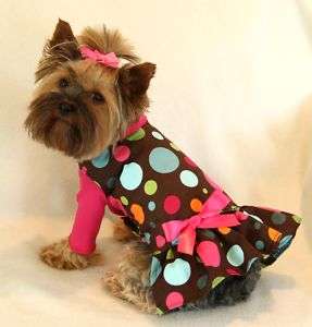 Fun Polka Dots Corduroy Dog Dress clothes pet small  