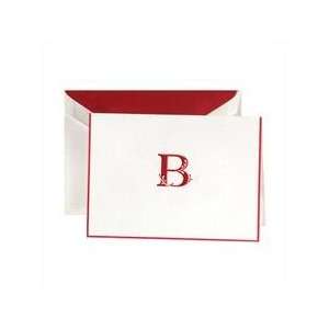  Red Hand Bordered Monogrammed Notes