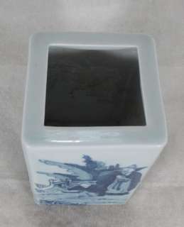 Rare China white&blue Porcelain Brush pot&people  