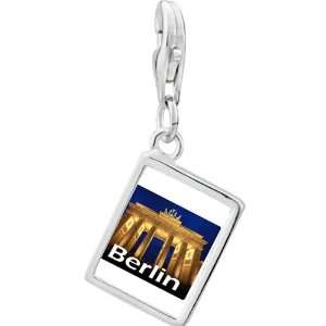   Silver Gold Plated Travel Brandenburg Gate Photo Rectangle Frame Charm