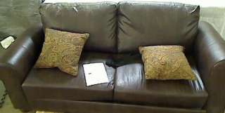    S6 DAB88 Oxford Transitional Rolled Arm Leather Sofa, Brown  