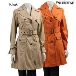   Womens Bonded Poplin Single breasted Trench Coat  Overstock