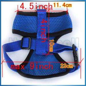 Dog Pet Soft Mesh Safety Harness Vest Clothes M Blue  