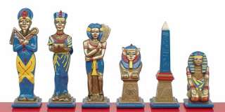 Italfama Egyptian Hand Painted Brass Chess Set Pieces  