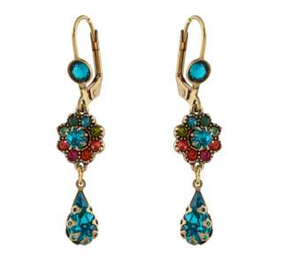Michal Negrin Earrings made with Multicolor Crystals & Dangle Drop 