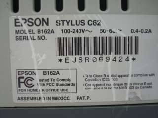 Epson B162A Stylus C62 Color Inkjet Printer w/ Head USB  