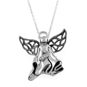    Silver Hope Angel with Wings Pendant with Curve Link Chain Jewelry