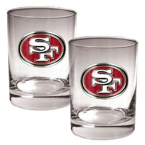   49ers NFL 2pc Rocks Glass Set   Primary logo