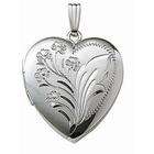 PicturesOnGold 14k White Gold Engraved Heart Locket, Solid 14k 