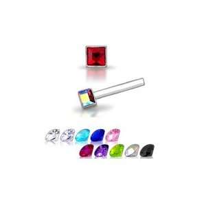   Nose Studs Rings 2mm Square Gem 22G FREE Nose Ring Backing Jewelry