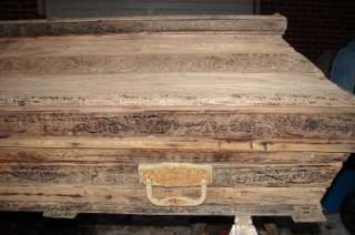 RARE* Antique Victorian Rustic Ornate Wooden Coffin  