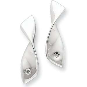   White Ice Sterling Silver Genuine Diamond Fish Stud Earrings Jewelry