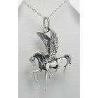 EE 925 Silver Pegasus Flying Winged Horse Pendant Necklace