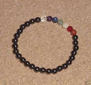Chakras Bracelet 6mm Gemstone beads + hematite beads  