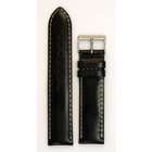   Store Mens Polished Italian Leather Watchband Black 24mm Watch Band