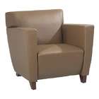 Office Star SL8871 Taupe Leather Club Chair with Cherry Finish