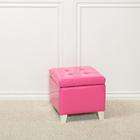  Tufted Pink Patent Leather Storage Ottoman