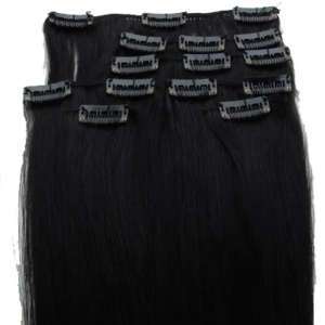 14 70g CLIP IN 100% REAL HUMAN HAIR EXTENSIONS,#1 BLACK  