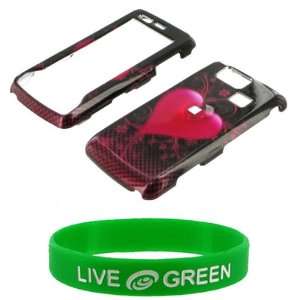   Live Green WristBand (Black with Pink Heart/Flowers) Cell Phones