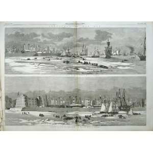  1857 Cronstadt Merchant Ship Ice Man Of WarS Mole Art 