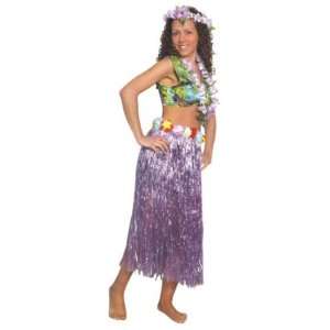  Ukps Flowered Hawaiian Hula Skirt Purple In Plastic Length 