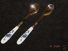   Serving Spoons SET of 2 Blue While Gold 18/10 Stainless NEW Rare