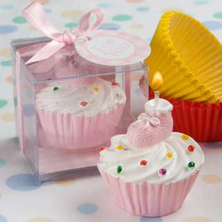 Pink Cupcake Design Candle Baby Shower Favors  