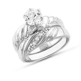   Round Sapphire And Diamond Bridal Set  Jewelry Diamonds Rings
