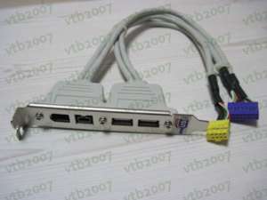 Firewire IEEE 1394 6pin 9pin + 2 USB 2.0 Port Bracket  