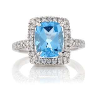 00cttw Natural White Diamond (SI1 Clarity GH Color) & Blue Topaz 