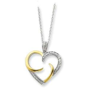  The Arms of Love Heart Necklace in Silver and Gold 