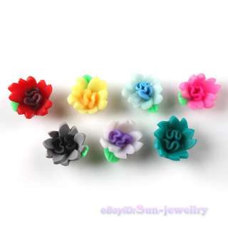 30x Cute Multicolor Flower FIMO Clay Beads 11mm 111250  
