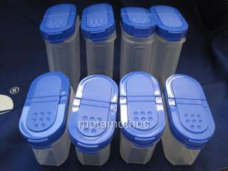 Tupperware Large Small Spice Container Set 8 Blue NEW  