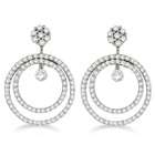 Allurez Double Circle Diamond Dangling Drop Earrings 14k White Gold (2 