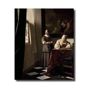  Lady Writing A Letter With Her Maid C1670 Giclee Print 