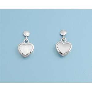  Heart Shaped Stone Earrings   Mother of Pearl   14 mm 