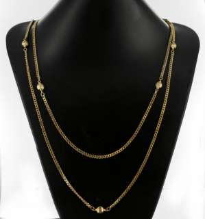 Vintage MONET Long Chain Beads signed Necklace  