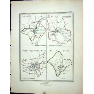   Bolton Wigan Walker Creighton Antique Map C1850