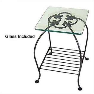Grace Venetian End Table with Glass Top   Metal Finish Aged Iron at 
