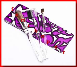 CLINIQUE 3PC Makeup Brush Set with Purple Bag  