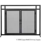   Woodfield Mission Style Black Wrought Iron Fireplace Screen with doors