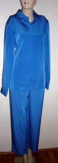 NWT SUSAN GRAVER QVC Blue Polyester Pant Suit Sz L  